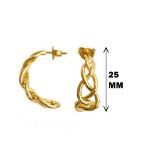 Fine Jewelry 22 Kt Hallmark Real Solid Yellow Gold Braided Celtic Stud Earrings