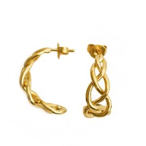 Fine Jewelry 22 Kt Hallmark Real Solid Yellow Gold Braided Celtic Stud Earrings