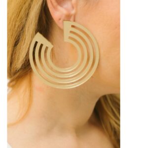 Fine Jewelry 18 Kt Real Solid Yellow Gold Large Hoop Stud Dangle Drop Earrings