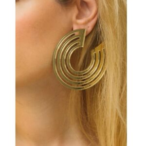 Fine Jewelry 18 Kt Real Solid Yellow Gold Large Hoop Stud Dangle Drop Earrings