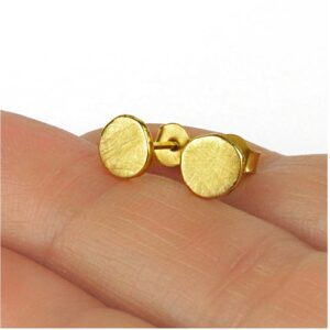 Fine Jewelry 22 K Hallmark Real Solid Yellow Gold Round Screw Back Stud Earrings