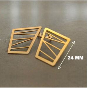 22 Kt Hallmark Real Solid Yellow Gold Geometric Post Triangle Stud Earrings