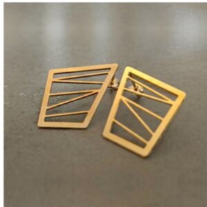 22 Kt Hallmark Real Solid Yellow Gold Geometric Post Triangle Stud Earrings