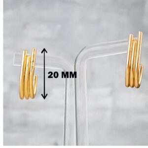 18 Kt Hallmark Real Solid Yellow Gold Urban Wire Modern Gypsy Hoop Stud Earrings
