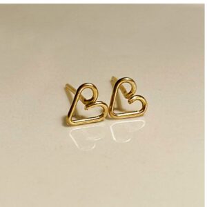 Fine Jewelry 22 Kt Hallmark Real Solid Yellow Gold Heart Small Stud Earrings