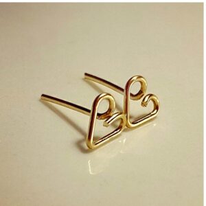 Fine Jewelry 22 Kt Hallmark Real Solid Yellow Gold Heart Small Stud Earrings