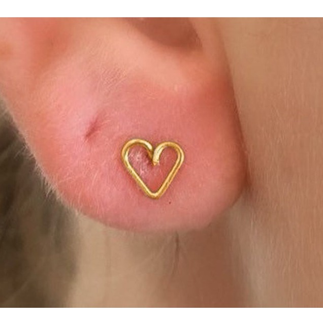 Fine Jewelry 22 Kt Hallmark Real Solid Yellow Gold Heart Small Stud Earrings