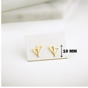 Fine Jewelry 22 K Hallmark Real Solid Yellow Gold Minimalist Small Stud Earrings