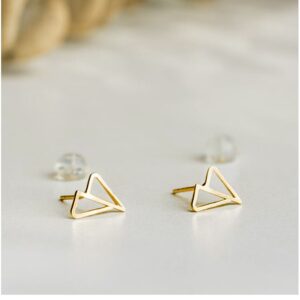 Fine Jewelry 22 K Hallmark Real Solid Yellow Gold Minimalist Small Stud Earrings
