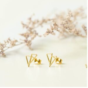 Fine Jewelry 22 K Hallmark Real Solid Yellow Gold Minimalist Small Stud Earrings