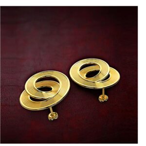 18 Kt Hallmark Real Solid Yellow Gold Infinity Large Round Screw Stud Earrings