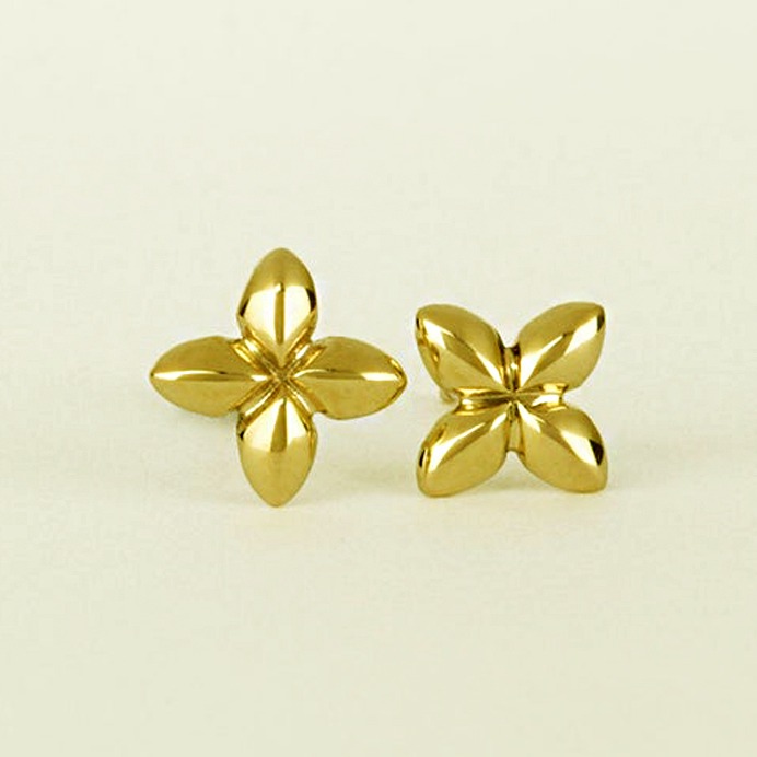Fine Jewelry 22 Kt Hallmark Real Solid Yellow Gold Flower Stud Screw Earrings - Image 5