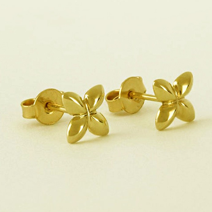Fine Jewelry 22 Kt Hallmark Real Solid Yellow Gold Flower Stud Screw Earrings - Image 3