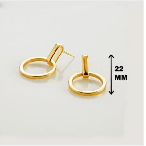 Fine Jewelry 18 Kt Hallmark Real Solid Yellow Gold Modern Dangle Drop Ea