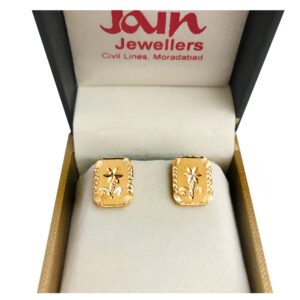 Fine Jewelry 22 Kt Hallmark Real Solid Yellow Gold Flower Stud Screw Earrings