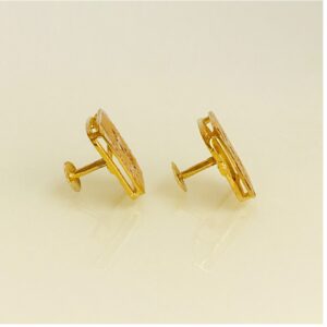 Fine Jewelry 22 Kt Hallmark Real Solid Yellow Gold Flower Stud Screw Earrings