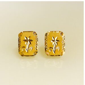 Fine Jewelry 22 Kt Hallmark Real Solid Yellow Gold Flower Stud Screw Earrings