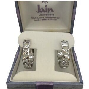 Fine Jewelry 18 Kt Real Solid Genuine White Gold Huggie Hoop Earrings 12 Grams