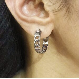 Fine Jewelry 18 Kt Real Solid Genuine White Gold Huggie Hoop Earrings 12 Grams