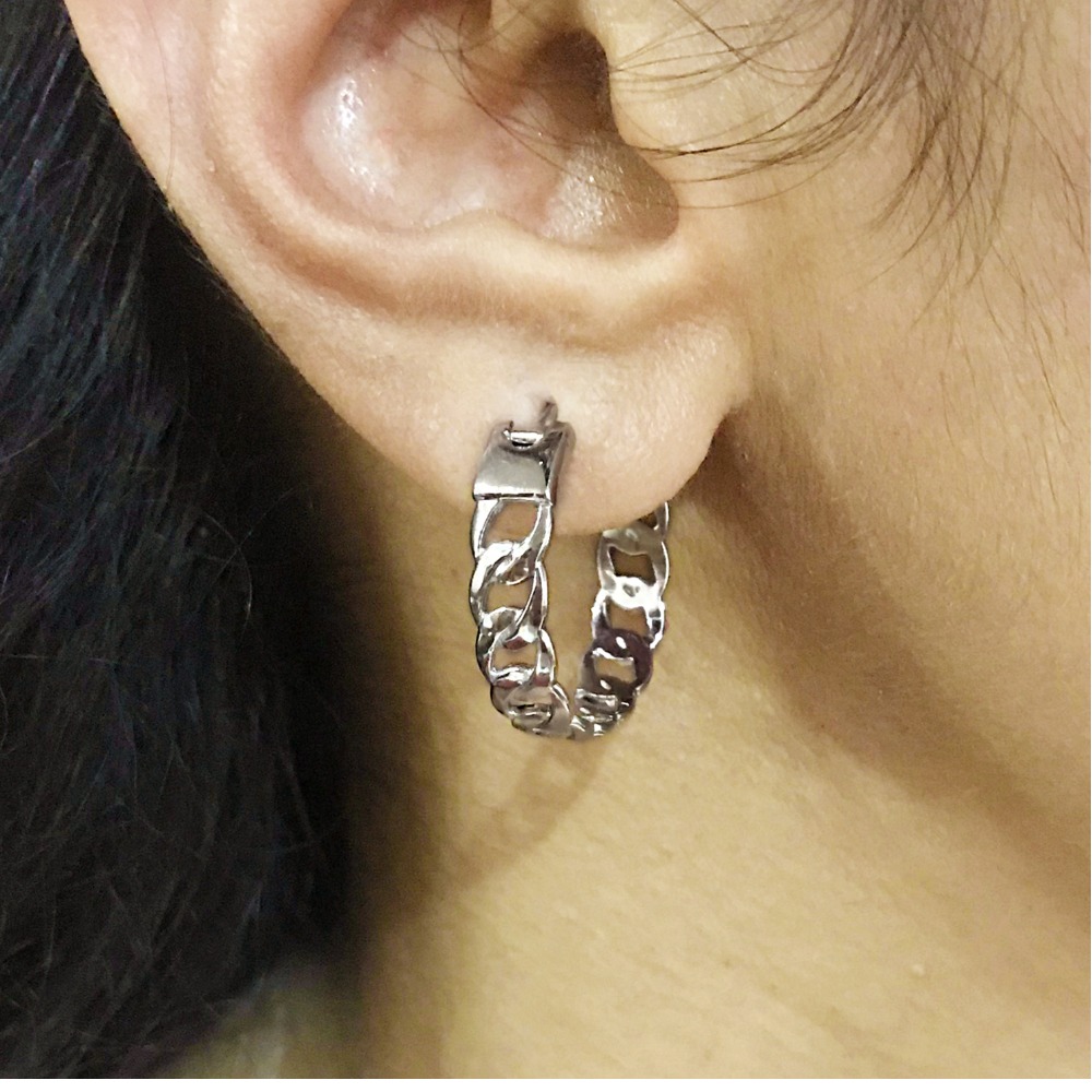 Fine Jewelry 18 Kt Real Solid Genuine White Gold Huggie Hoop Earrings 12 Grams