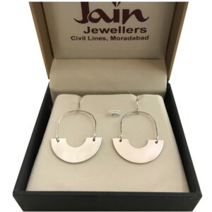 14 Kt Hallmark Real Solid White Gold Rhea Cutout Huggie Hoop Drop Nox Earrings