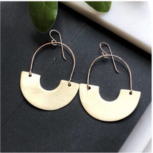 14 Kt Hallmark Real Solid White Gold Rhea Cutout Huggie Hoop Drop Nox Earrings