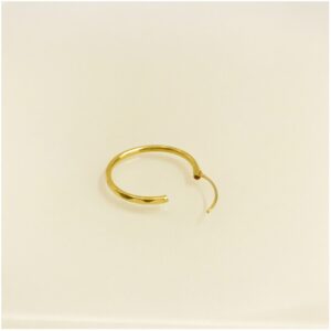 18 Kt Solid Yellow Gold Party Wear Round Shaped Huggie Hoop Women'S Earrings