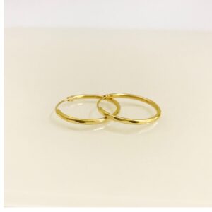 18 Kt Solid Yellow Gold Party Wear Round Shaped Huggie Hoop Women'S Earrings