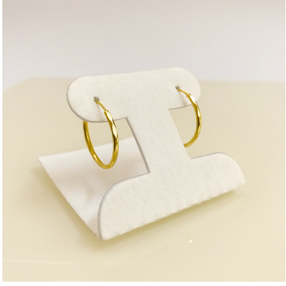 18 Kt Solid Yellow Gold Party Wear Round Shaped Huggie Hoop Women'S Earrings