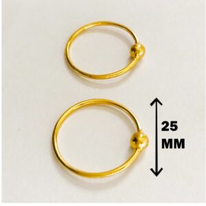 18 Kt Hallmark Real Solid Yellow Gold Dainty Cartilage Huggie Hoop Earrings 25MM