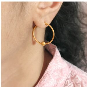 18 Kt Hallmark Real Solid Yellow Gold Dainty Cartilage Huggie Hoop Earrings 25MM