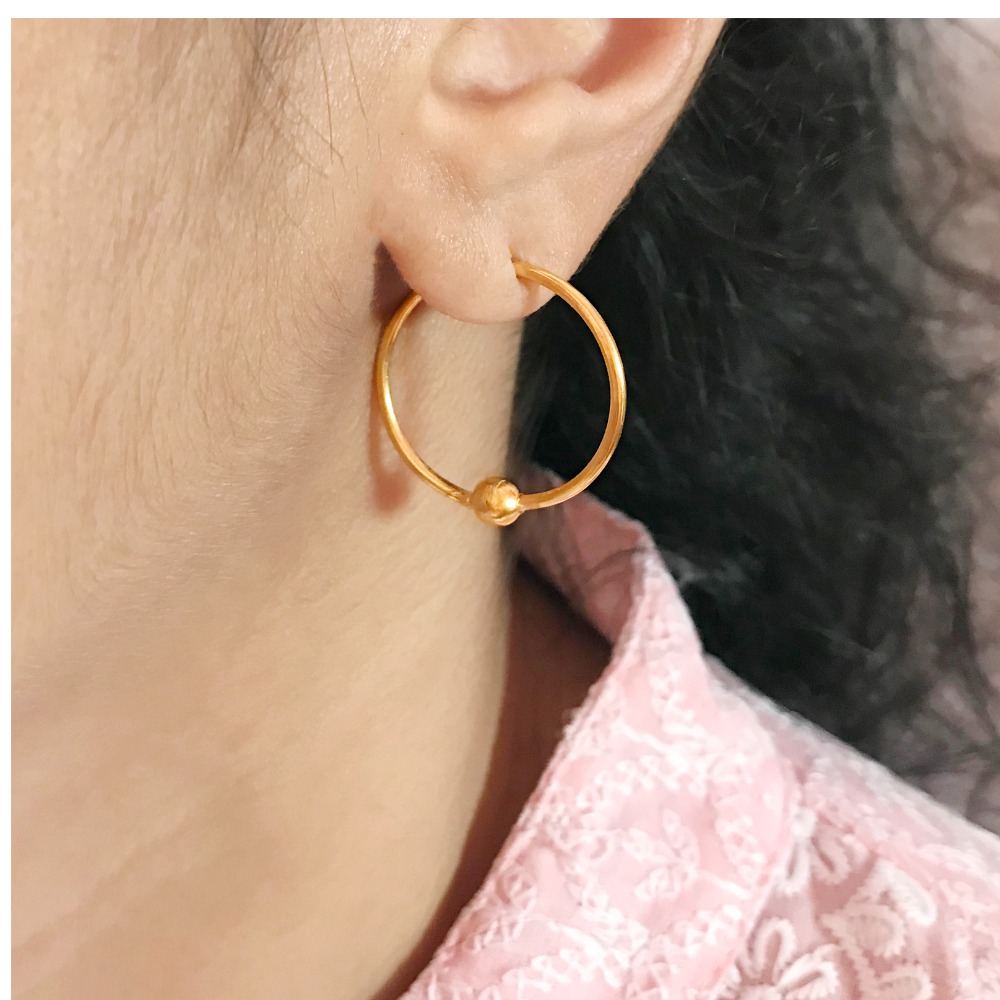 18 Kt Hallmark Real Solid Yellow Gold Dainty Cartilage Huggie Hoop Earrings 25MM