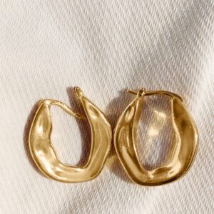 18 Kt Real Solid Hallmark Yellow Gold Women'S Textured Huggie Hoop Earrings