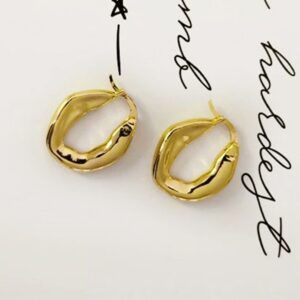 18 Kt Real Solid Hallmark Yellow Gold Women'S Textured Huggie Hoop Earrings