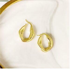 18 Kt Real Solid Hallmark Yellow Gold Women'S Textured Huggie Hoop Earrings