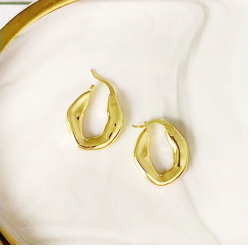 18 Kt Real Solid Hallmark Yellow Gold Women'S Textured Huggie Hoop Earrings - Image 2