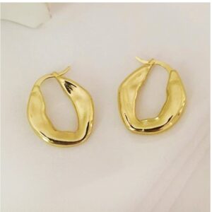 18 Kt Real Solid Hallmark Yellow Gold Women'S Textured Huggie Hoop Earrings