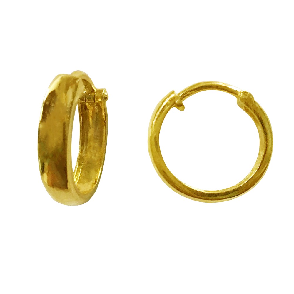 22 Kt Real Solid Yellow Gold Party Wear Huggie Hoop Earrings Fine Jewelry 5 Gram