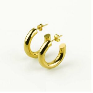 18 Kt Hallmark Real Solid Yellow Solid Dainty Chunky Gold Huggie Hoop Earrings