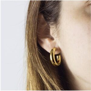 18 Kt Hallmark Real Solid Yellow Solid Dainty Chunky Gold Huggie Hoop Earrings