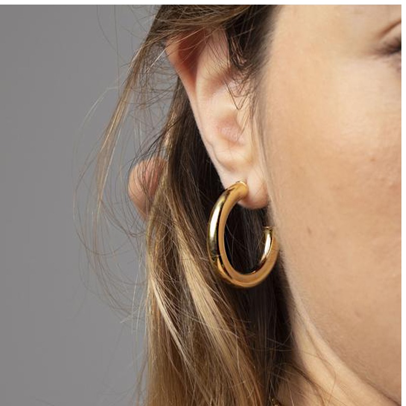 18 Kt Hallmark Real Solid Yellow Solid Dainty Chunky Gold Huggie Hoop Earrings