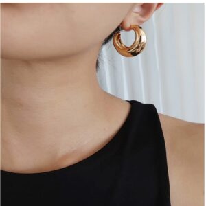 22 Kt Hallmark Real Solid Yellow Chunky Thick Gold Vintage Huggie Hoop Earrings