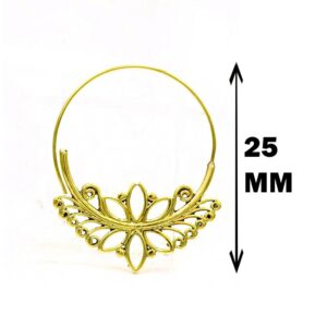 18 Kt Hallmark Real Solid Yellow Gold Tribal Boho Hoop Dangle Drop Earrings