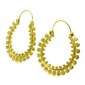 18 Kt Hallmark Real Solid Yellow Gold Tribal Boho Hoop Dangle Drop Earrings