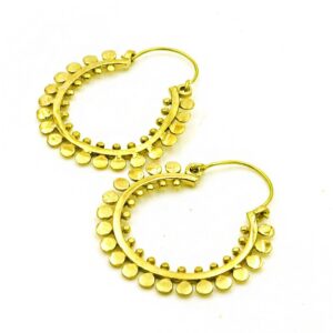 18 Kt Hallmark Real Solid Yellow Gold Tribal Boho Hoop Dangle Drop Earrings