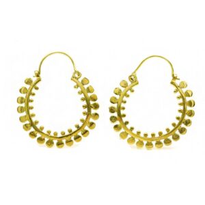 18 Kt Hallmark Real Solid Yellow Gold Tribal Boho Hoop Dangle Drop Earrings