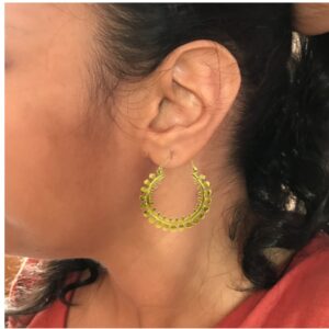 18 Kt Hallmark Real Solid Yellow Gold Tribal Boho Hoop Dangle Drop Earrings