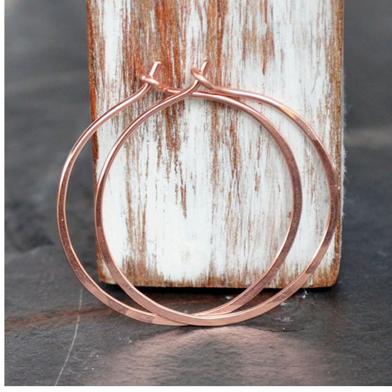 14 Kt Hallmark Real Solid Rose Gold Dangle Drop Huggie Hoop Wire Earrings 8 Gram - Image 3