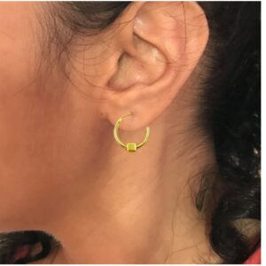 18 Kt Hallmark Real Solid Yellow Gold Geometric Tiny Box Huggie Hoop Earrings