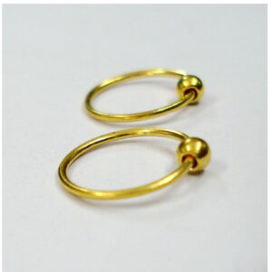 18 Kt Hallmark Real Solid Yellow Gold Infant Cartilage Huggie Hoop Earrings 10MM
